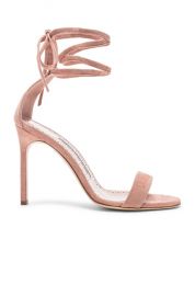 Manolo Blahnik Chaosbow Suede 105 Heel in Canyon Blush   FWRD at Forward