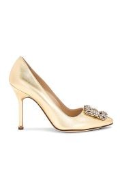 Manolo Blahnik Hangisi 105 Nappa Pump in Gold FWRD at FWRD