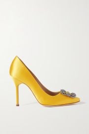 Manolo Blahnik Hangisi 105 embellished satin pumps at Net a Porter