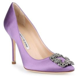 Manolo Blahnik Hangisi 105 violet satin pump Savannahs at Savannahs