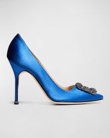 Manolo Blahnik Hangisi 105mm Satin High-Heel Pumps at Neiman Marcus