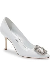 Manolo Blahnik Hangsi Satin Crystal Buckle Pumps at Nordstrom