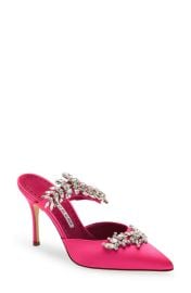 Manolo Blahnik Lurum Crystal Leaf Pointed Toe Mule at Nordstrom