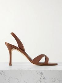 Manolo Blahnik Singanu Strappy High Leather Sandals in brown at Net a Porter