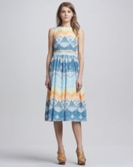 Mara Hoffman Open-Lattice-Waist Printed Dress IvoryMulticolor at Neiman Marcus