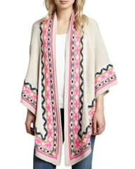 Mara Hoffman Pattern-Trim Knit Shawl with Eye at Neiman Marcus