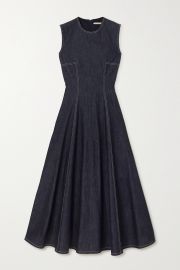 Mara Pleated Denim Midi Dress by Emilia Wickstead at Net A Porter