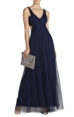 Mara gown in navy at Bcbgmaxazria