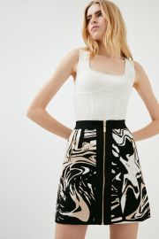 Marble Bandage Knit Zip Mini Skirt at Karen Millen