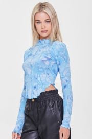 Marble Print Lettuce-Edge Top at Forever 21