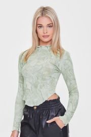 Marble Print Lettuce Edge Top by Forever 21 at Forever 21