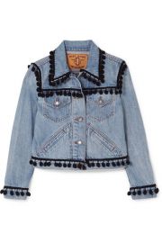 Marc Jacobs   Cropped pompom-embellished denim jacket at Net A Porter