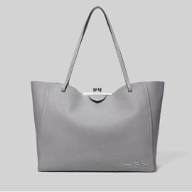 Marc Jacobs Bags Marc Jacobs The Kisslock Large Leather Tote M06155 Rock Graysilver Hardware Poshmark at Poshmark