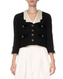 Marc Jacobs Contrast-Lapel Boucle Crop Blazer at Neiman Marcus