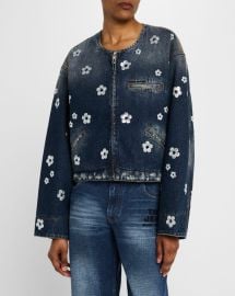 Marc Jacobs Daisy Sequined Denim Crop Jacket at Neiman Marcus