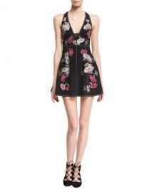 Marc Jacobs Floral-Embroidered Sleeveless Fit  amp  Flare Minidress  Black at Neiman Marcus