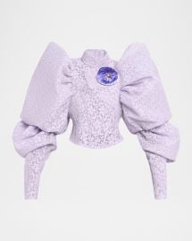 Marc Jacobs Runway Bonded Lace Puff Sleeve Crop Top at Neiman Marcus