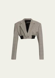 Marc Jacobs Runway Prince Of Wales Wool Cropped Blazer Jacket - at Bergdorf Goodman