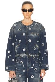 Marc Jacobs Sequin Daisy Cropped Jacket in Vintage Indigo FWRD at Forward