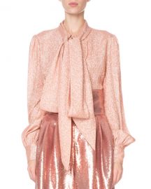 Marc Jacobs Shimmer Tie-Neck Blouse at Neiman Marcus