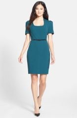 Marc New York by Andrew Marc Belted Stretch Sheath Dress at Nordstrom