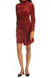 Marcel Long Sleeve Ruched Velvet Minidress at Nordstrom