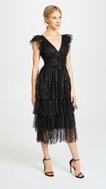 Marchesa Notte Flutter Sleeve Cocktail Dress at Shopbop