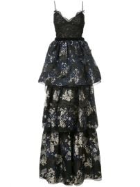 Marchesa Notte Layered Skirt Evening Dress - Farfetch at Farfetch