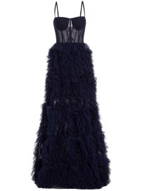 Marchesa Notte Ruffled Bustier Gown - at Farfetch