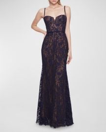 Marchesa Notte Sleeveless Floral Lace Sweetheart Gown at Neiman Marcus