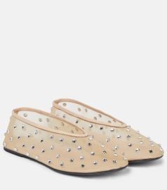 Marcy crystal-embellished ballet flats in beige - Khaite at Mytheresa