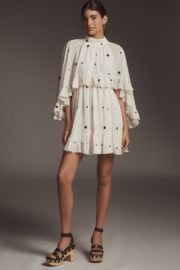 Mare Mare Embroidered Chiffon Cape Swing Mini Dress at Anthropologie