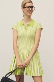 Mare Mare Short Sleeve Polo Fit Flare Sweater Mini Dress at Anthropologie