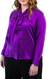 Mare Pour Toi Bow Neck Silk Charmeuse Blouse at Nordstrom