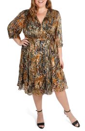 Maree Pour Toi Ruffle Hem Wrap Dress in Brown  at Nordstrom