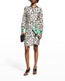 Marella Canto Floral-Print Long-Sleeve Dress at Neiman Marcus