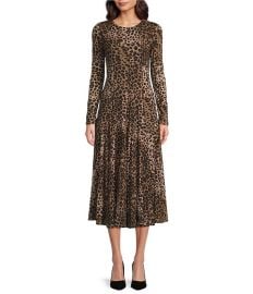 Marella Mecene Tulle Jersey Animal Print Long Sleeve Fit-And-Flare Dress Dillardx27s at Dillards
