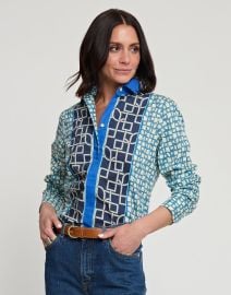 Margot Long Sleeve Maze Geo Print Shirt Hinson Wu at Hinson Wu