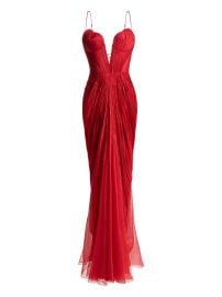 Maria Lucia Hohan Cecilia plunge-neck Maxi Dress Red at Farfetch