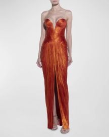 Maria Lucia Hohan Noor Strapless Pleated Plisse Silk Gown at Neiman Marcus