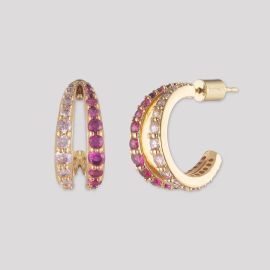 Mariah Swarovski Double Hoop Earrings by Bonheur Jewelry at Bonheur