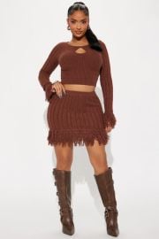 Marian Sweater Fringe Skirt Set - Brown Fashion Nova at Fashion Nova