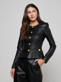 Mariella Leather Jacket in Black L39AGENCE at L'Agence