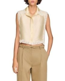 Marielle Cropped Shirt with Lace Details at Bloomingdales