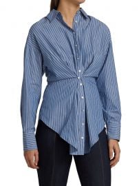 Mariezehl Pinstripe Button Waist Top at Saks Fifth Avenue