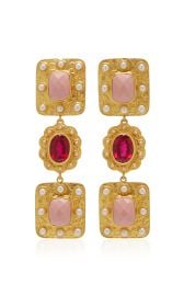 Marilla Pink Swarovski And Cabochon Earrings By Valre at Moda Operandi