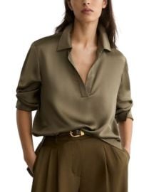 Marina Silk Open Collar Blouse at Bloomingdales