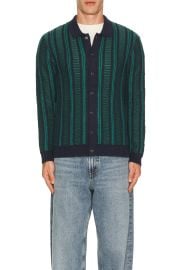 Marine Layer Button Down Sweater In Navy Green Stripe at Revolve
