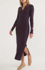 Marine Layer Contrast Trim Long Sleeve Polo Sweater Dress at Nordstrom