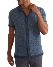 Marine Layer Ethan Jacquard Short Sleeve Cardigan Sweater Bloomingdales at Bloomingdales